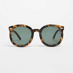 Karen Walker Super Duper Strength Sunglasses, Crazy Tort, Round - BARELY WORN